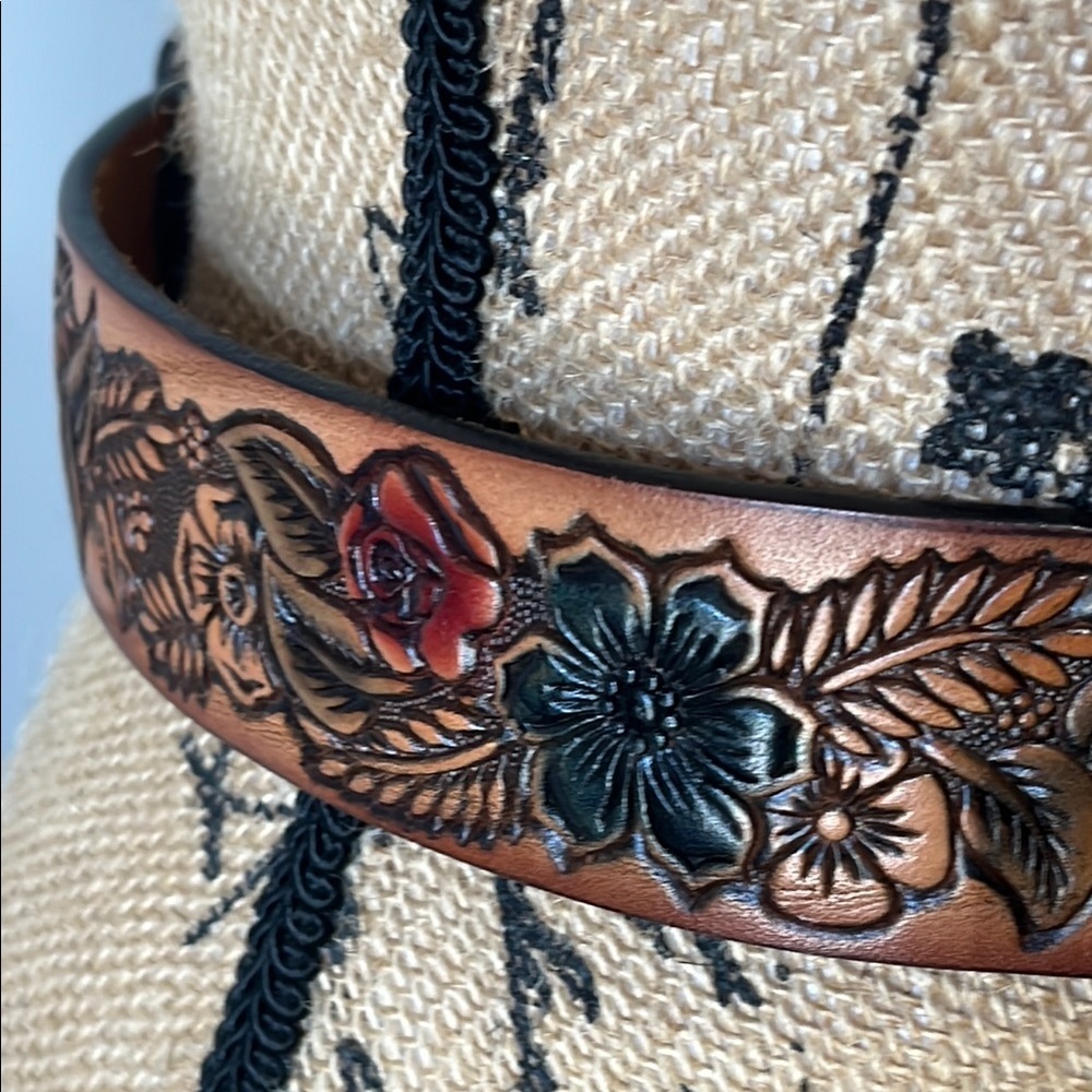 vintage Hand tooled leather belt "Jo Ann" Made in USA - Picture 6 of 14